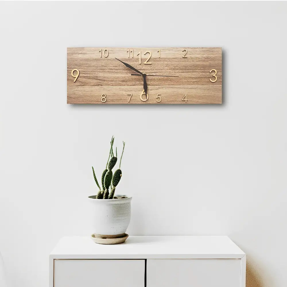 Rectangular Wood-Look Wall Clock - European Style