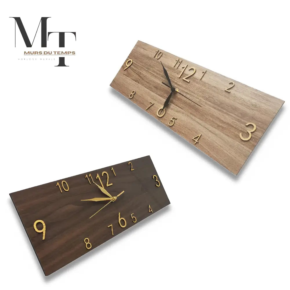 Rectangular Wood-Look Wall Clock - European Style