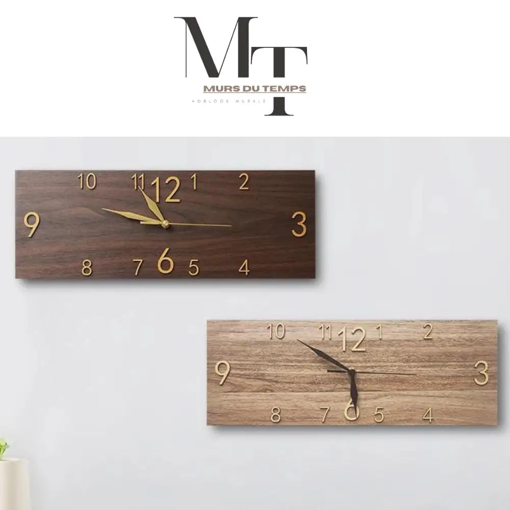Rectangular Wood-Look Wall Clock - European Style
