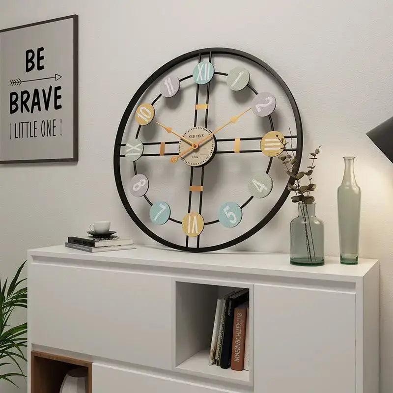 Retro Gold 3D Wall Clock - noir / 50 cm - wall clock