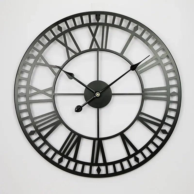 Close-up of silent quartz movement on 40 cm industrial wall clock