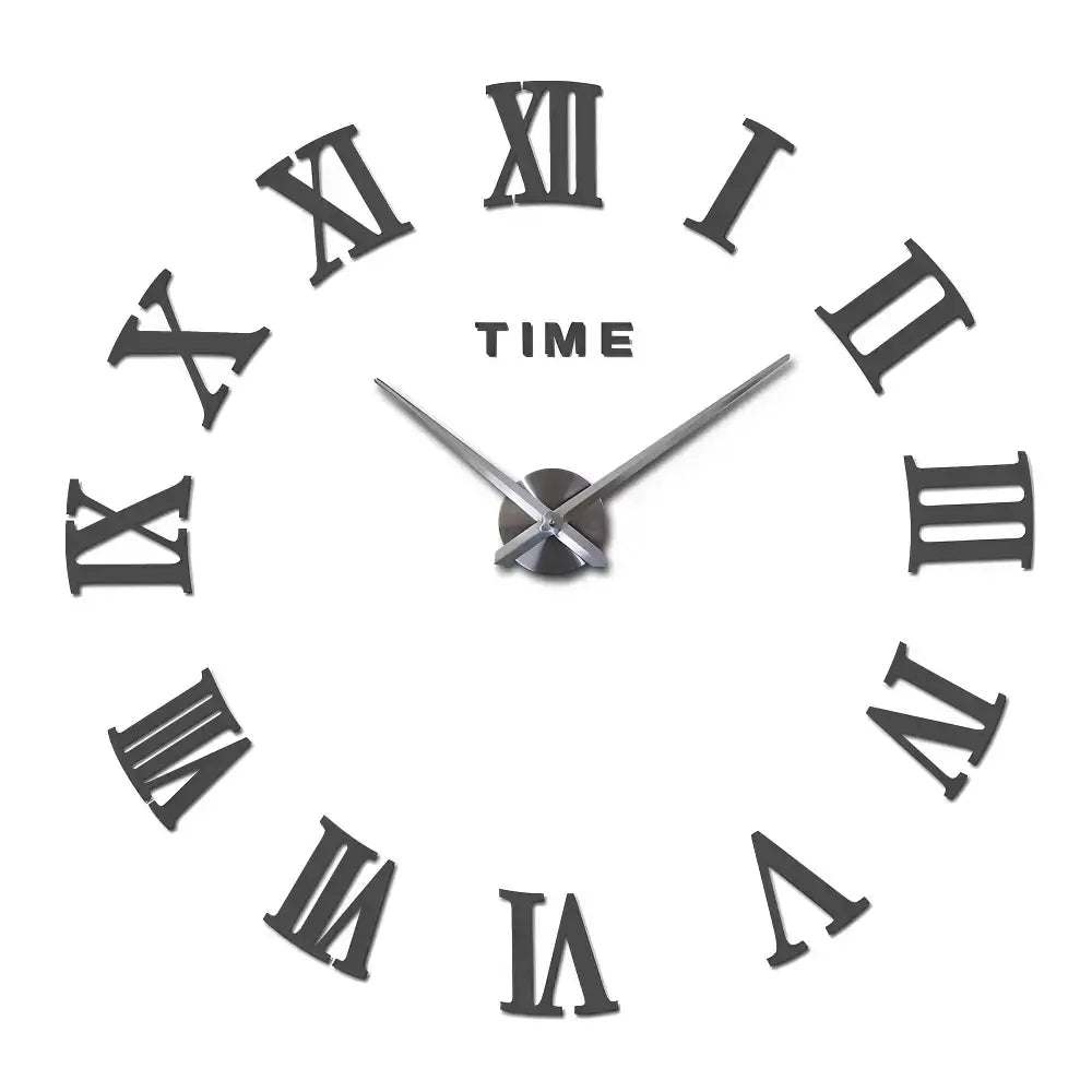 Roman Numeral Stickers Wall Clock - Gris fonce / 40 cm - wall clock