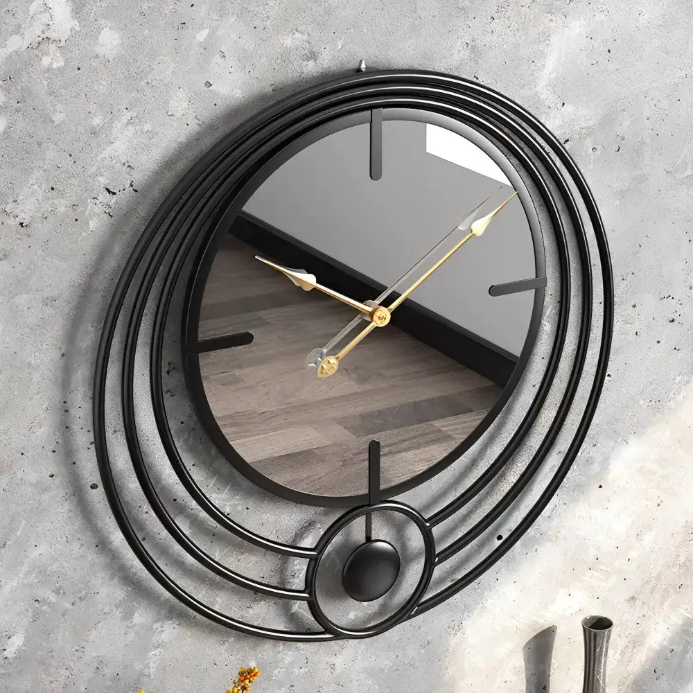 Round Mirror Gold Wall Clock - wall clock