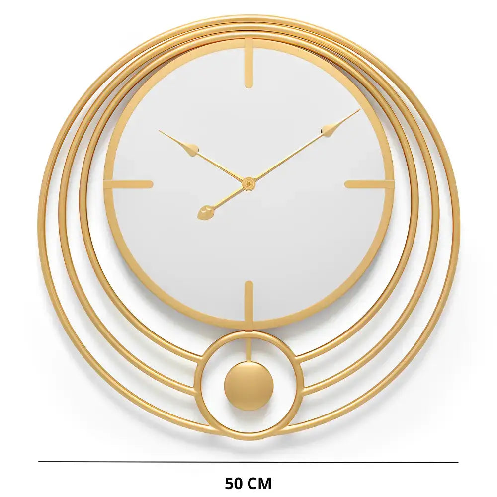 Round Mirror Gold Wall Clock - wall clock