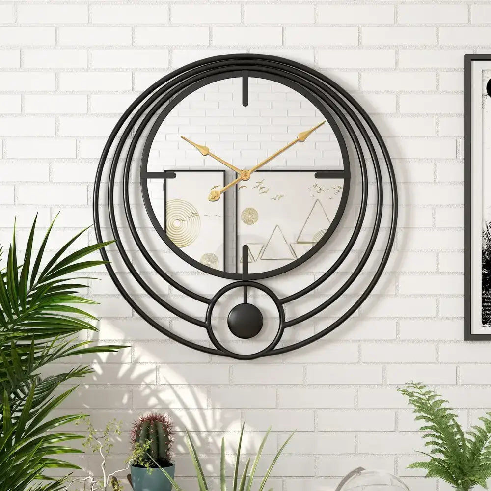 Round Mirror Gold Wall Clock - wall clock