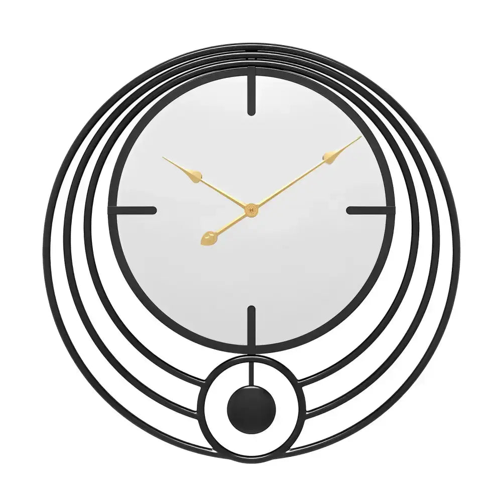 Round Mirror Gold Wall Clock - Noir - wall clock