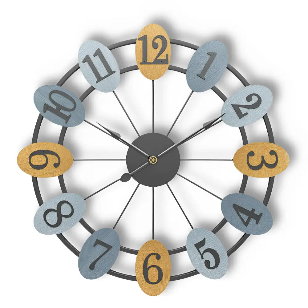 Rustic Industrial Colorful Wall Clock - 50 cm Metal