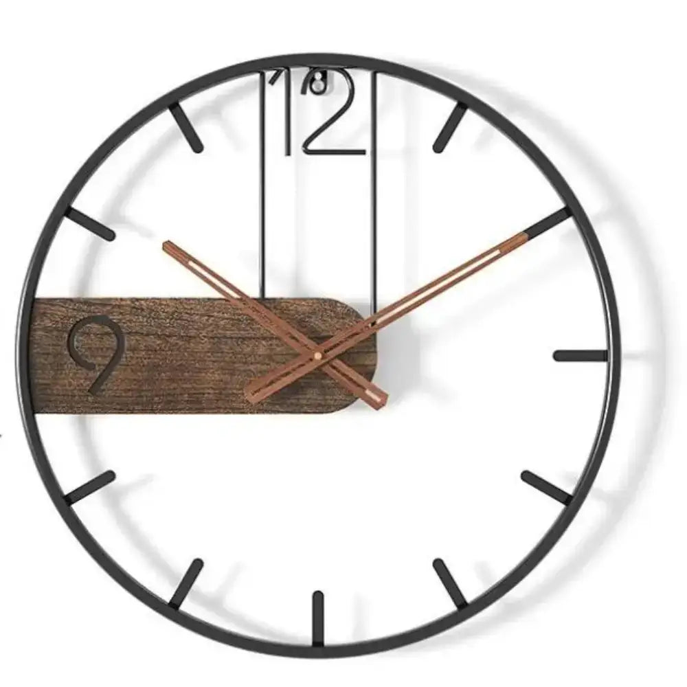 Rustic Wood Metal Wall Clock - wall clock