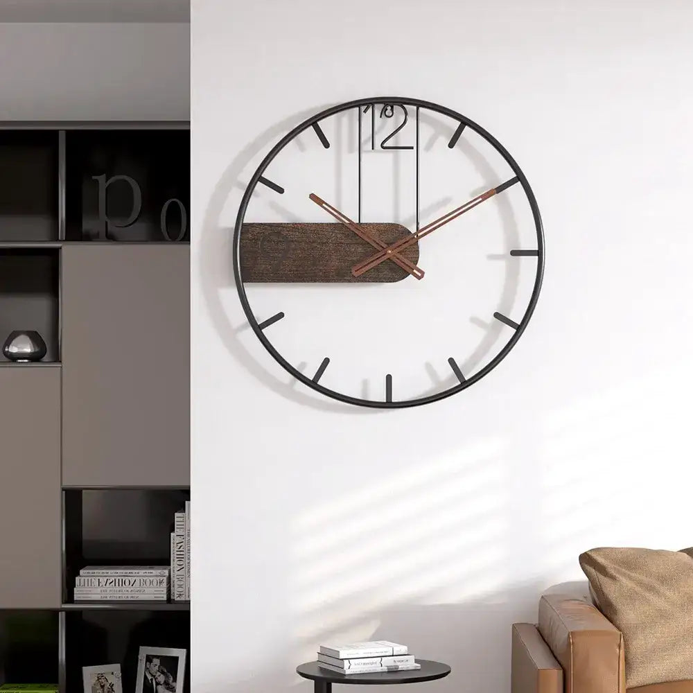Rustic Wood Metal Wall Clock - wall clock