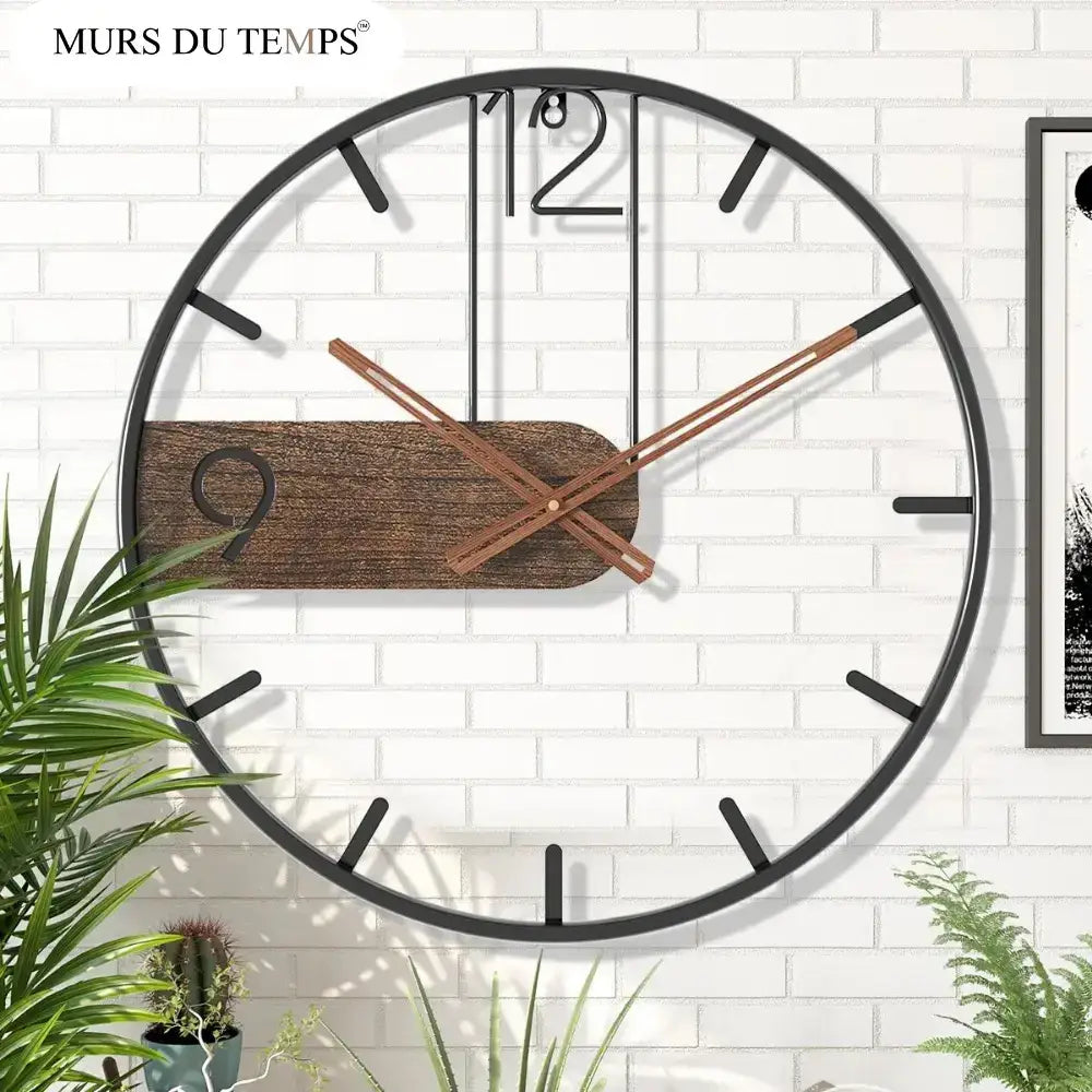 Rustic Wood Metal Wall Clock - wall clock