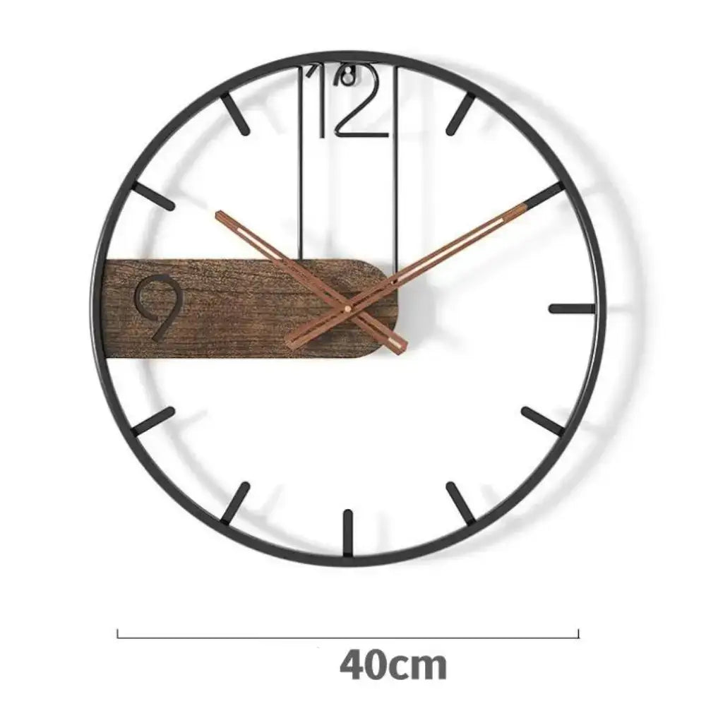 Rustic Wood Metal Wall Clock - wall clock