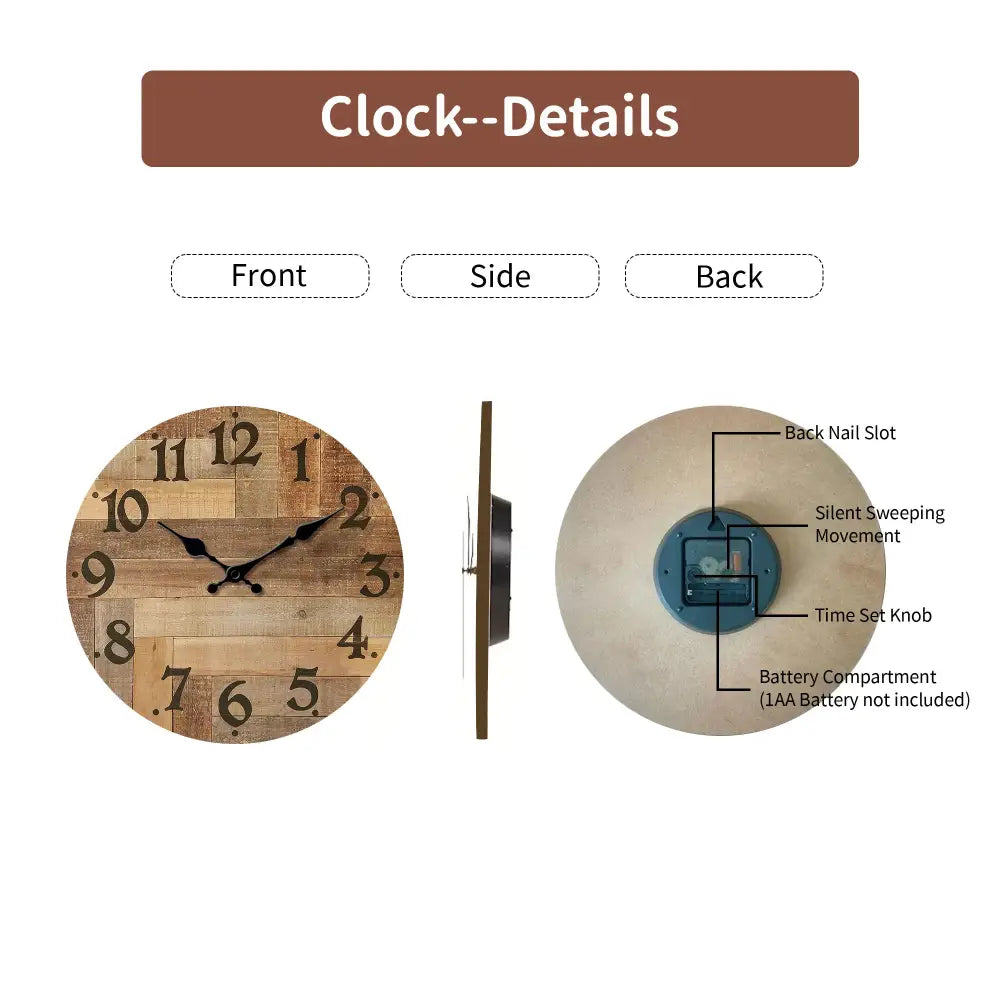Rustic Wooden Wall Clock