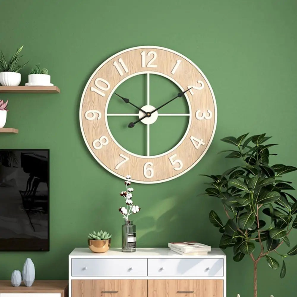 Minimalist wood wall clock showing unique grain pattern