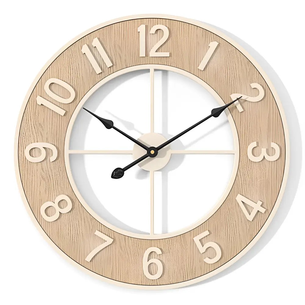 Scandinavian Natural Wood Wall Clock - Silent 60 cm