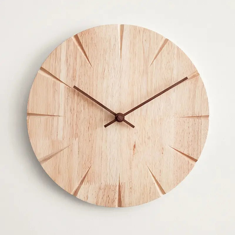 30 cm wood wall clock in modern living room decor