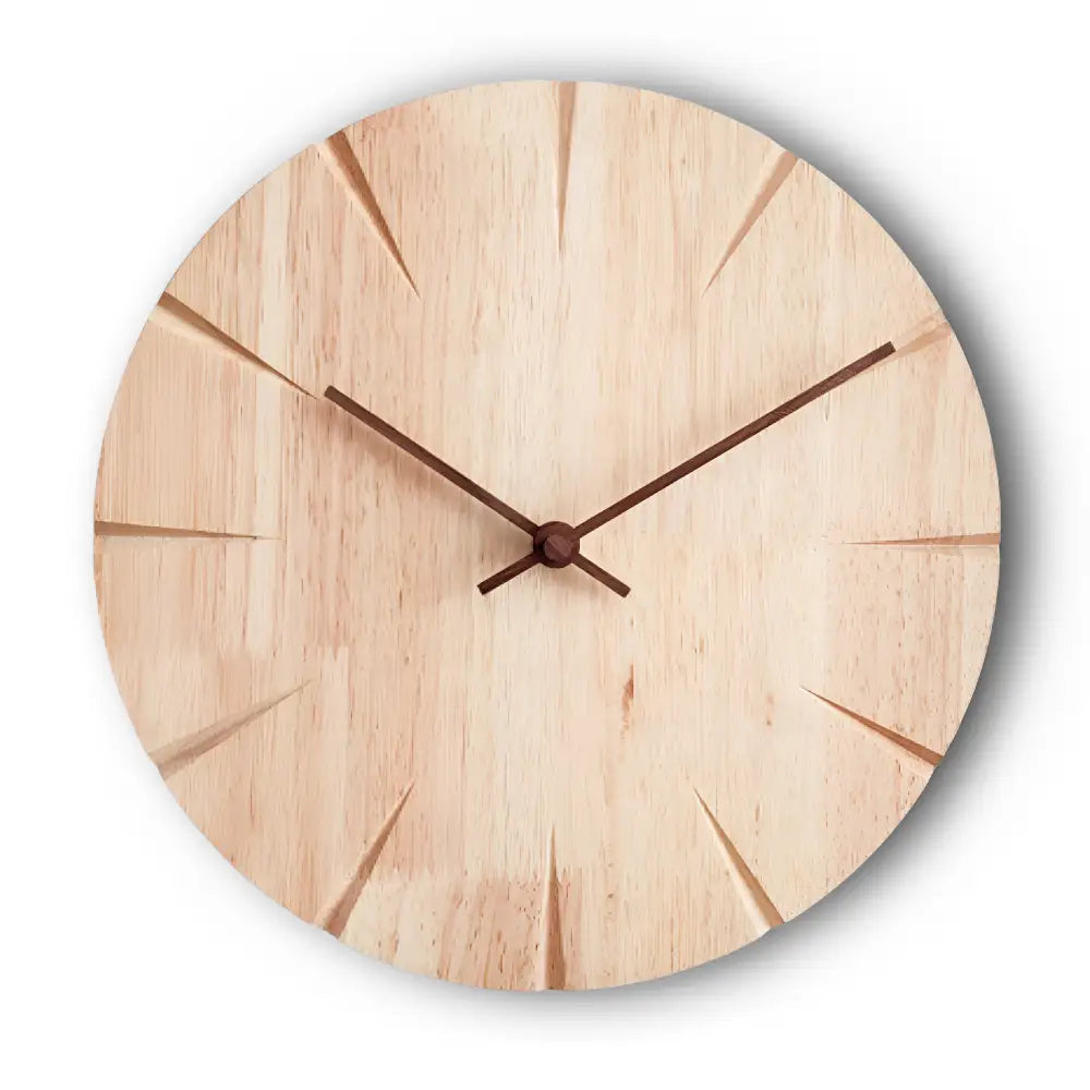 Sculpted Wood Wall Clock - Minimalist Japanese Style, 12 in