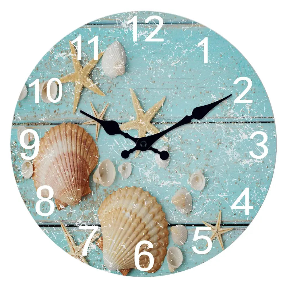 Seashell & Starfish Wall Clock - 12 inch