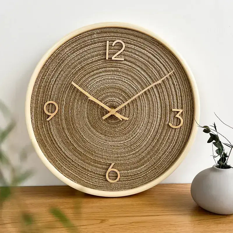 Silent Wooden Woven Texture Wall Clock - wall clock