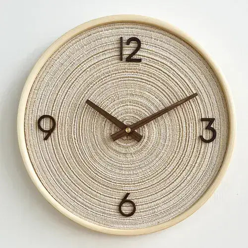 Silent Wooden Woven Texture Wall Clock - Blanc Crème / 30 cm - wall clock