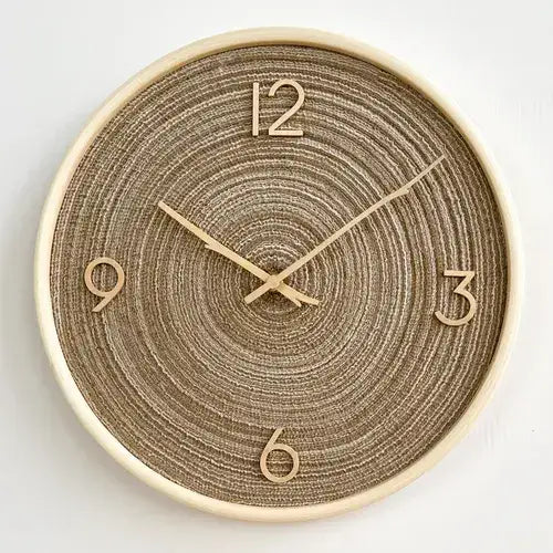 Silent Wooden Woven Texture Wall Clock - Marron Clair / 30 cm - wall clock
