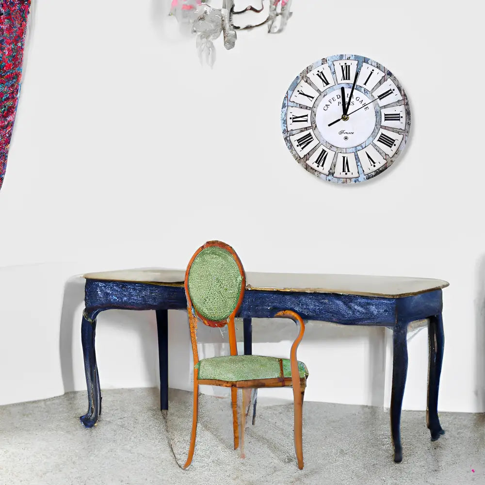 Silent quartz vintage wall clock in kitchen setting