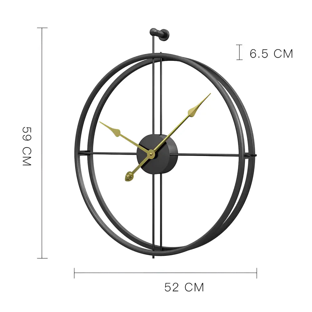 Spherical Rings Metal Wall Clock - 20 in Retro Design