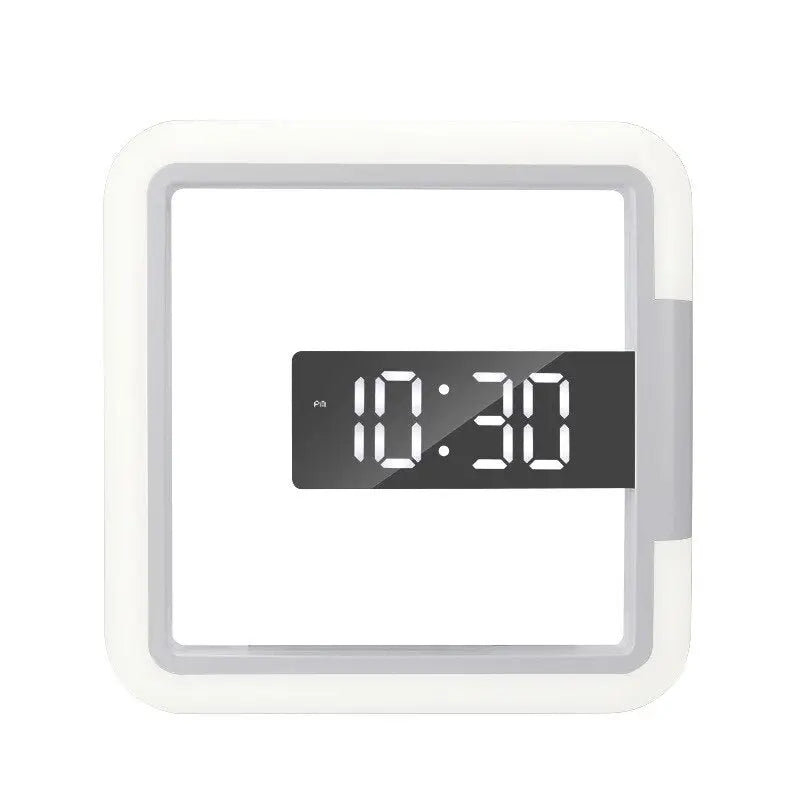 Close-up of digital clock display showing time and AL alarm indicator