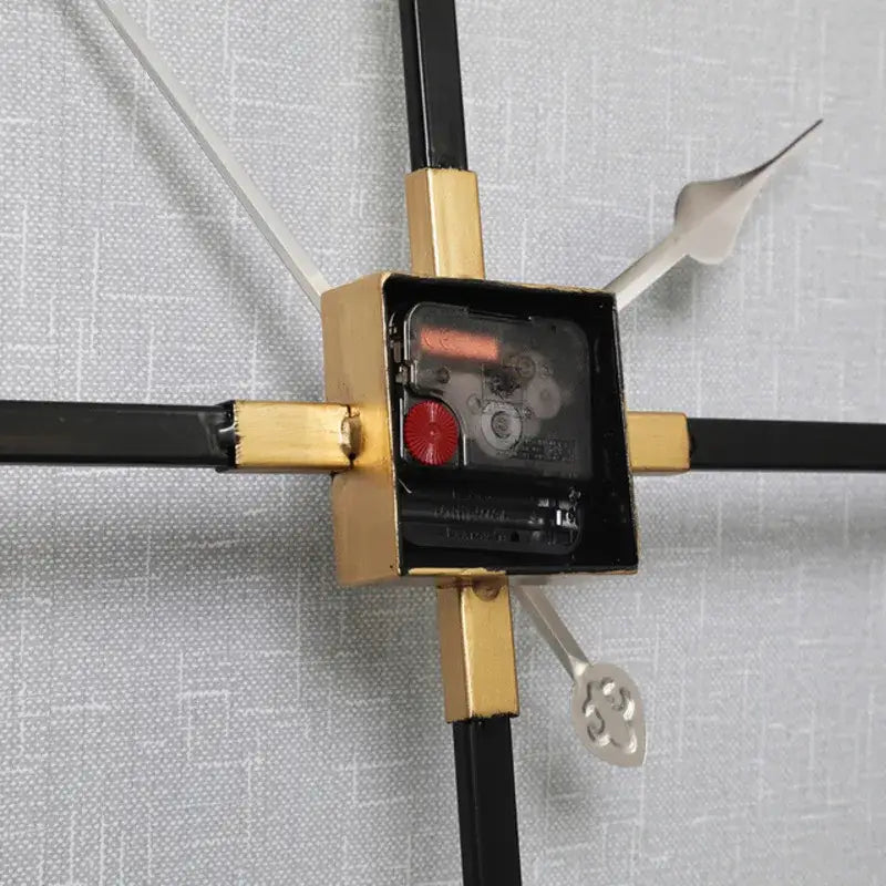 Square Minimalist Metal Wall Clock - Black and Gold, 60 cm