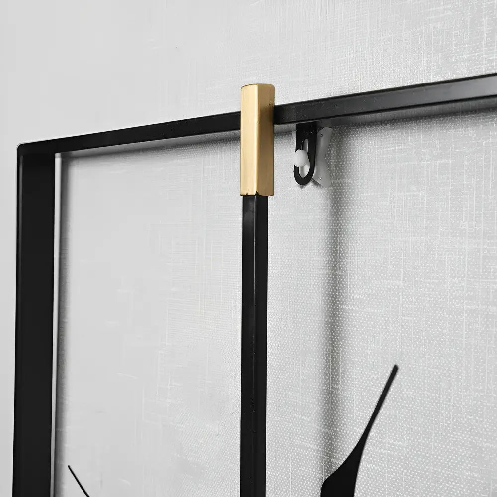 Square Minimalist Metal Wall Clock - Black and Gold, 60 cm