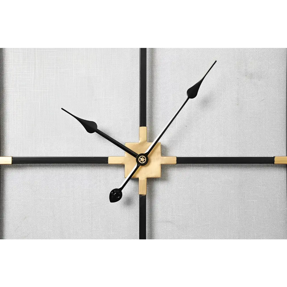 Square Minimalist Metal Wall Clock - Black and Gold, 60 cm