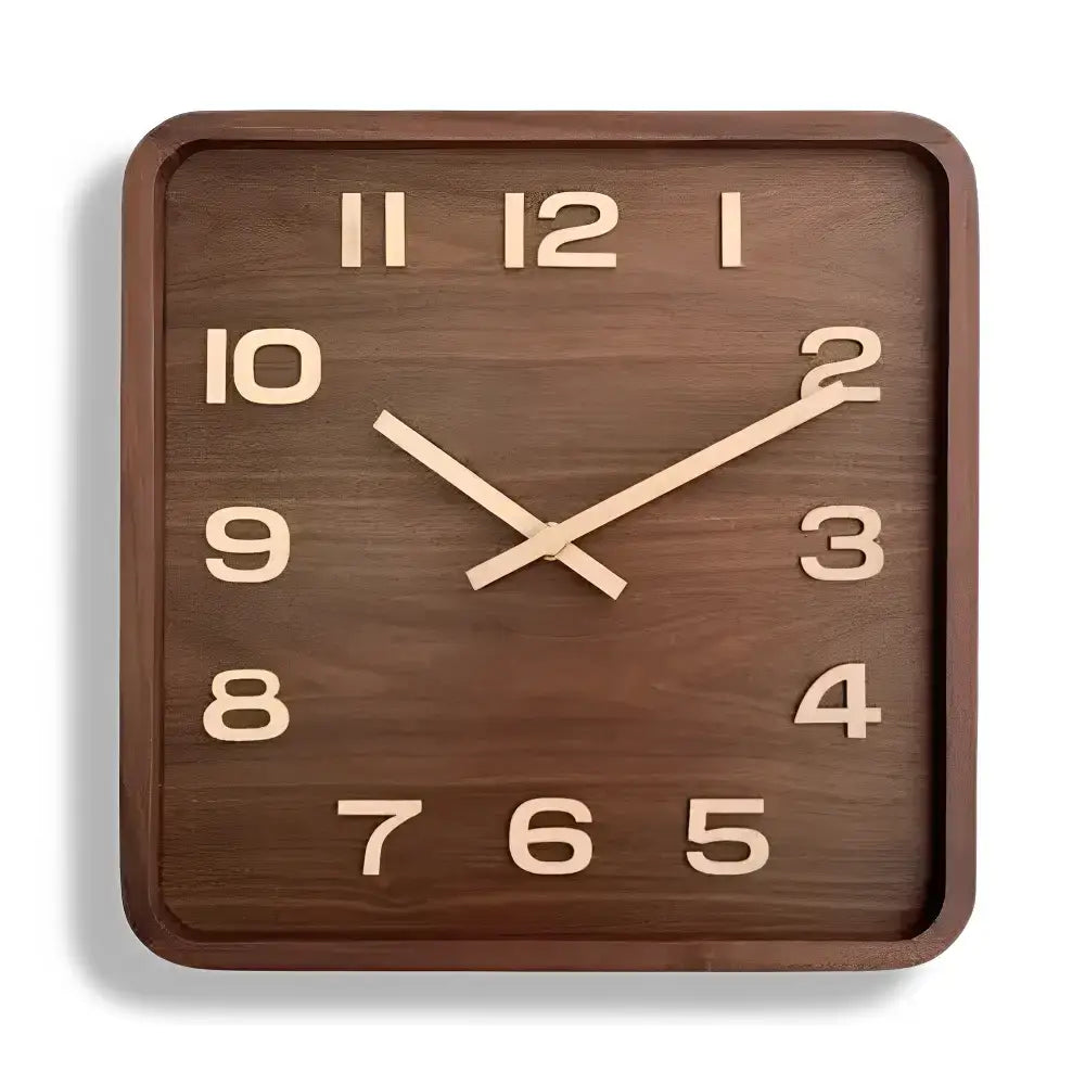 Square Wooden Wall Clock - 25 Cm - wall clock
