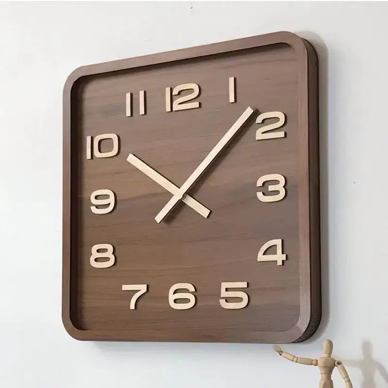 Square Wooden Wall Clock - wall clock