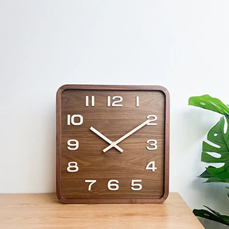 Square Wooden Wall Clock - Silent Quartz Movement