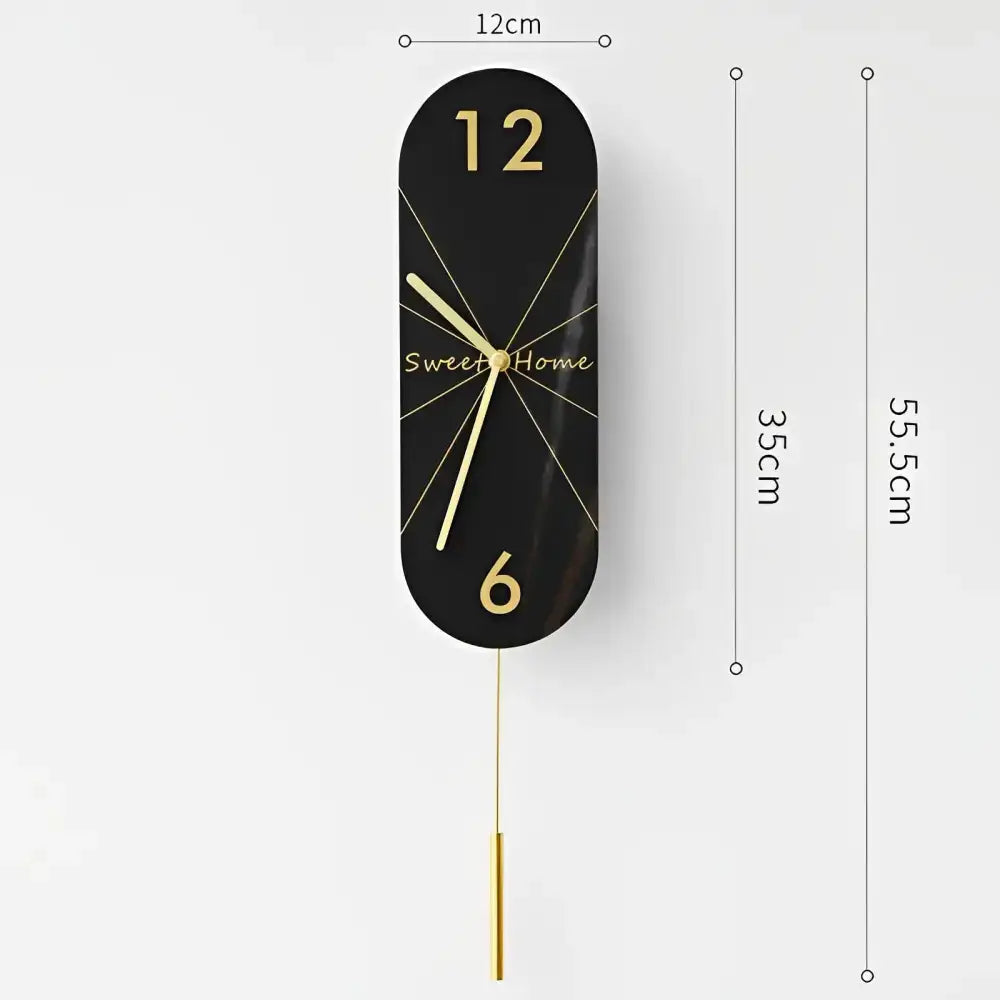 Stylish Black Gold Wall Pendulum Clock - wall clock