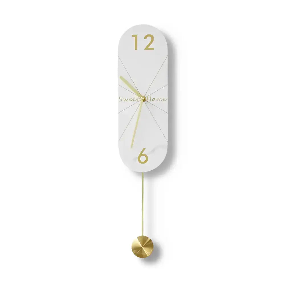 Stylish Black Gold Wall Pendulum Clock - Pendule rond blanc - wall clock