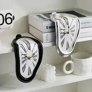 Surrealist wall clock with Plexiglas mirror in gold finish, Dali-inspired design