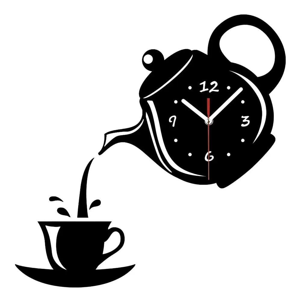 All three color options of the teapot kettle wall clock - black, silver, gold