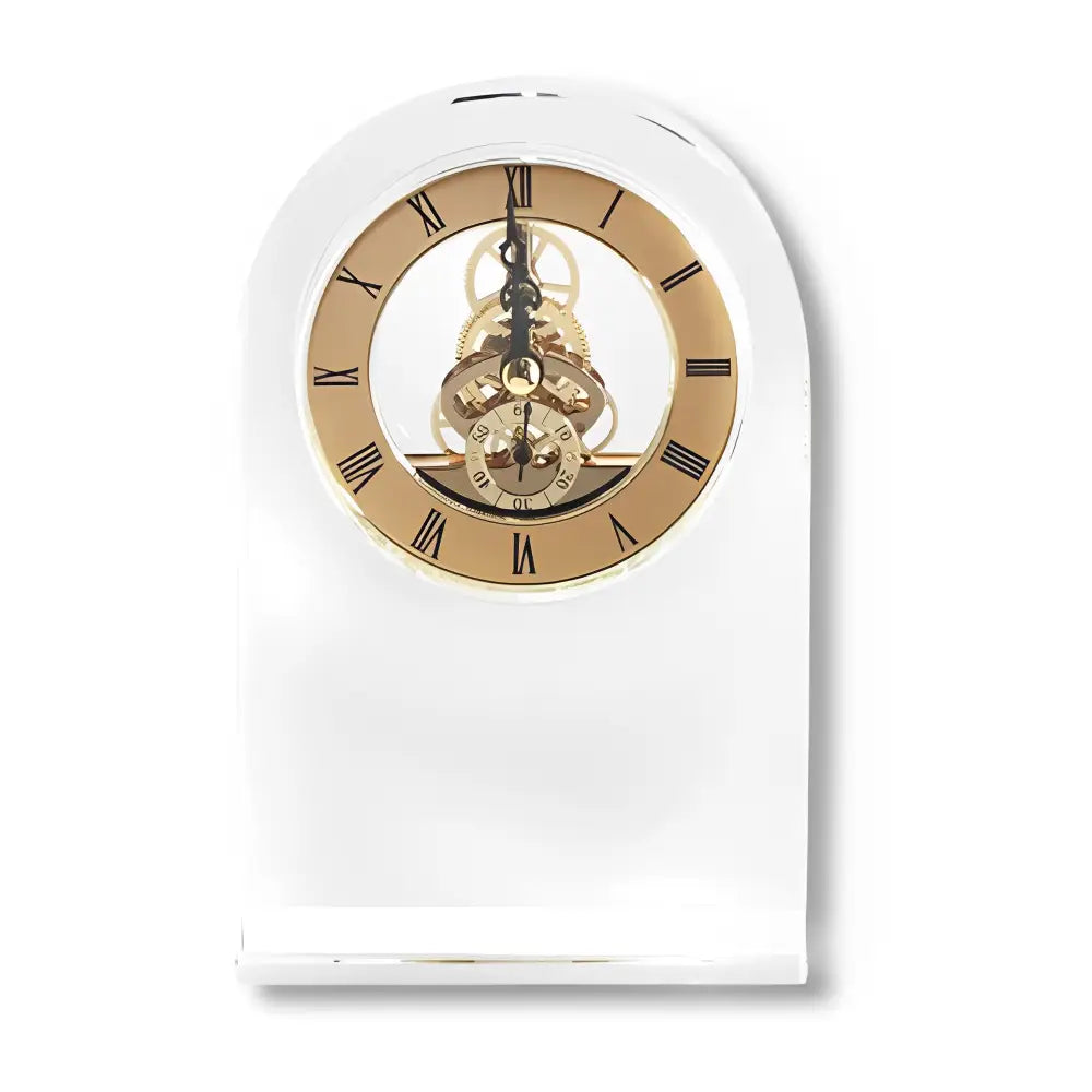 Transparent Glass & Crystal Desk Clock - Antique Quartz Design