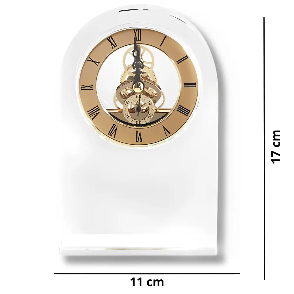 Transparent Glass & Crystal Desk Clock - Antique Quartz Design
