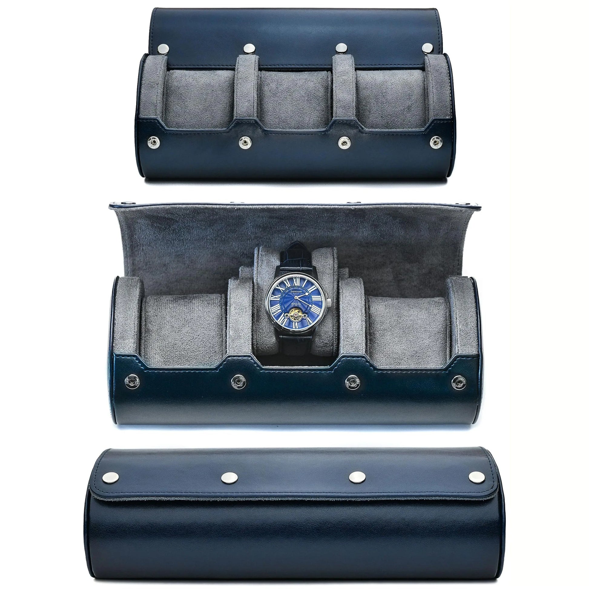 Travel Watch Organizer Roll - PU Leather Case with Multiple Slots