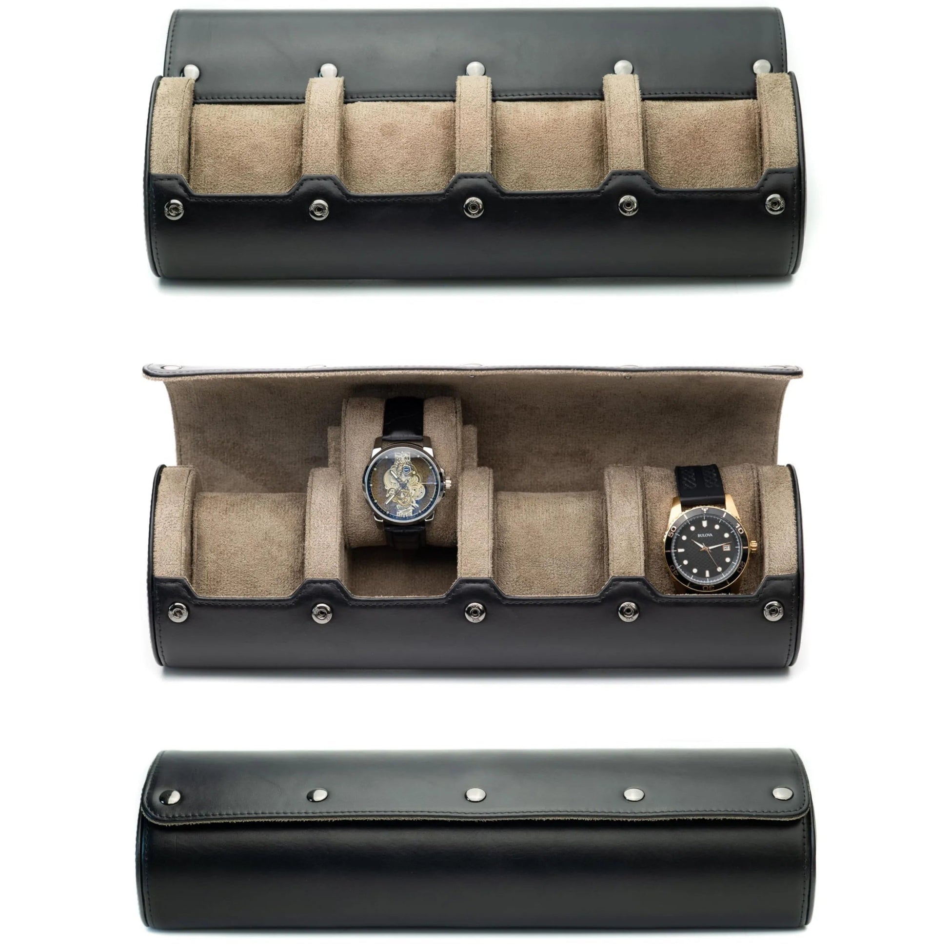 Travel Watch Organizer Roll - PU Leather Case with Multiple Slots