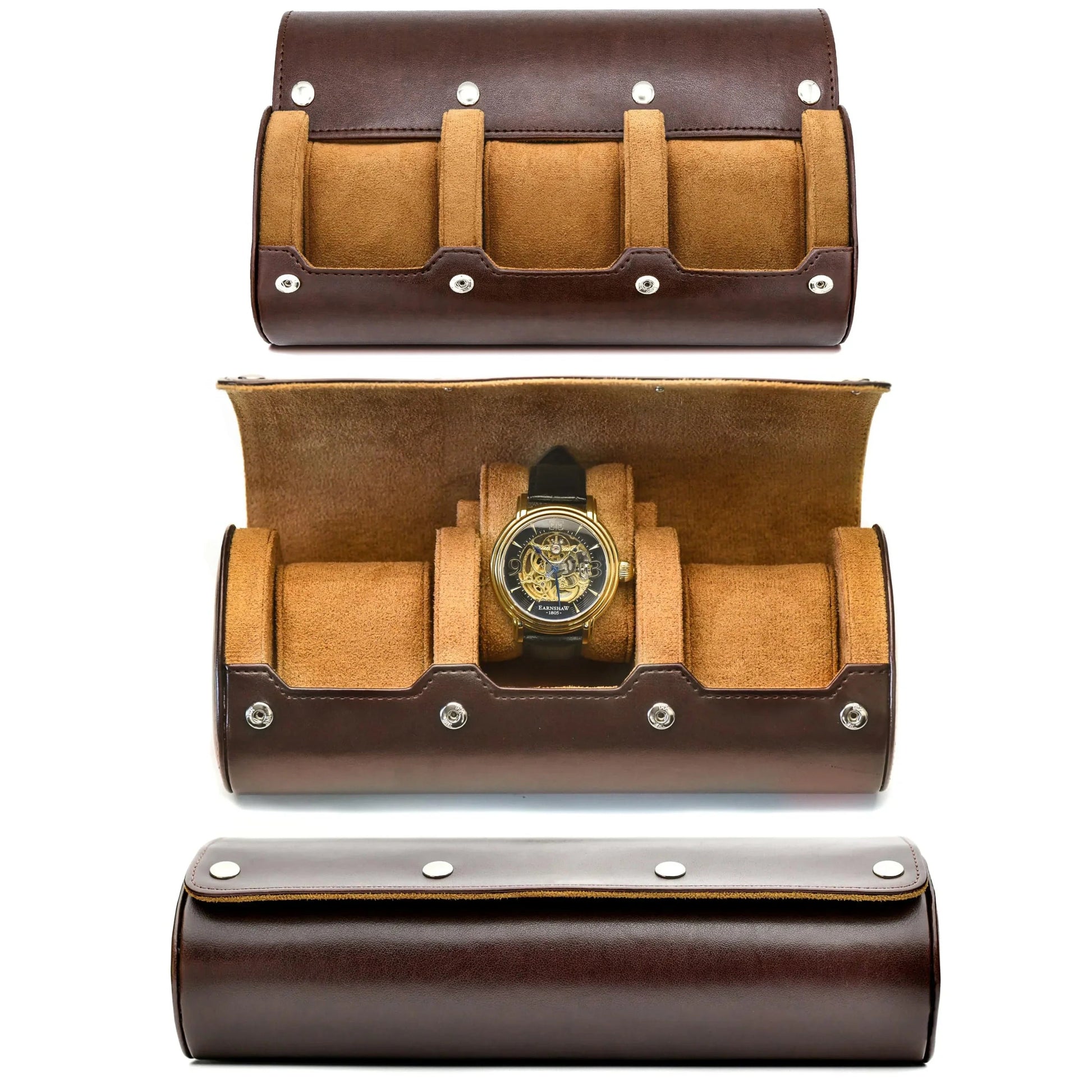 Travel Watch Organizer Roll - PU Leather Case with Multiple Slots
