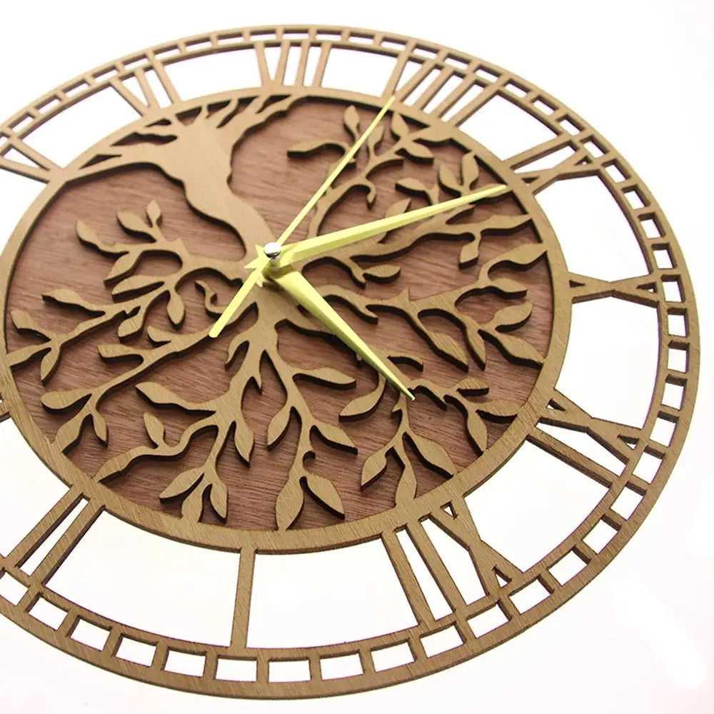 Tree of Life Wall Clock - Natural Wood & Bamboo