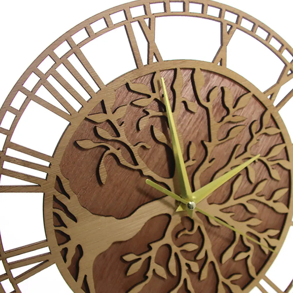 Tree of Life Wall Clock - Natural Wood & Bamboo