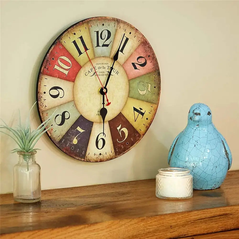 Cafe de la Tour clock hanging in a farmhouse kitchen