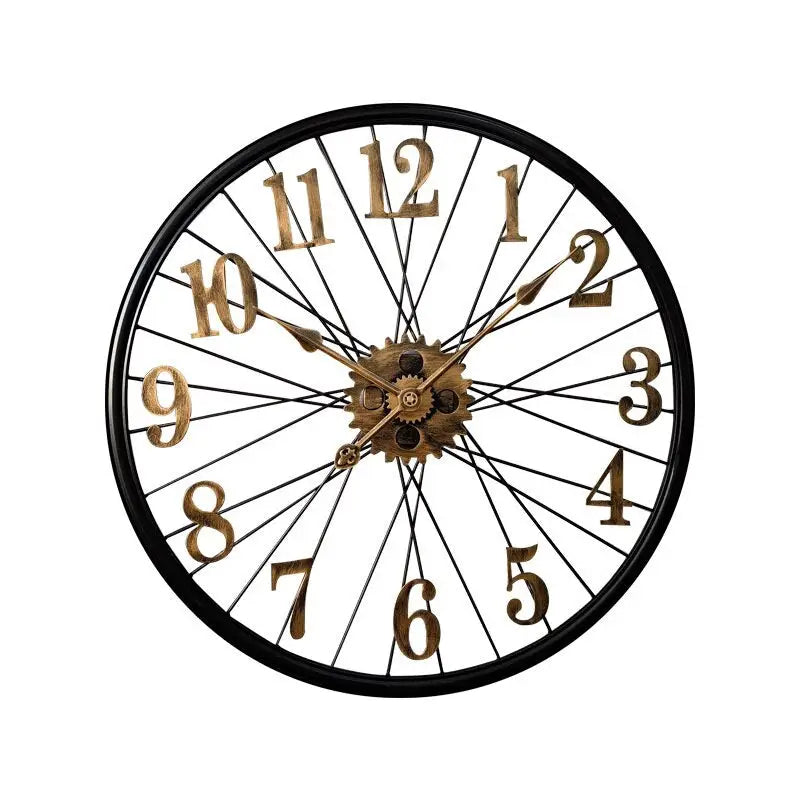Vintage Gear Wheel Wall Clock - Industrial Metal Design