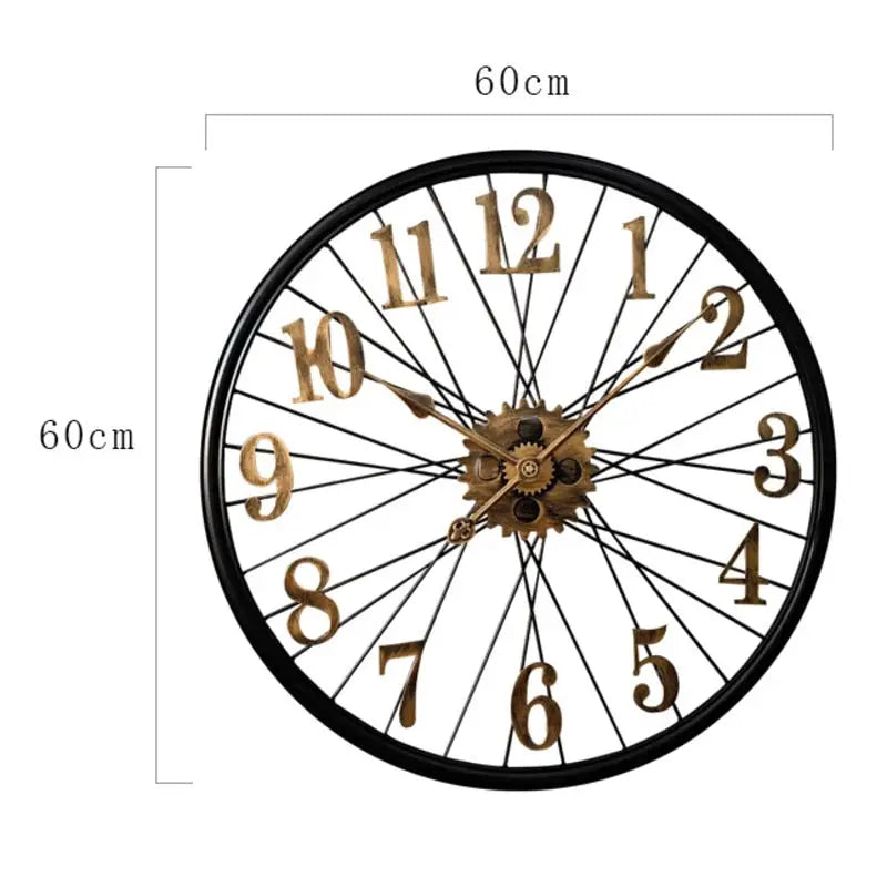 Vintage Gear Wheel Wall Clock - Industrial Metal Design