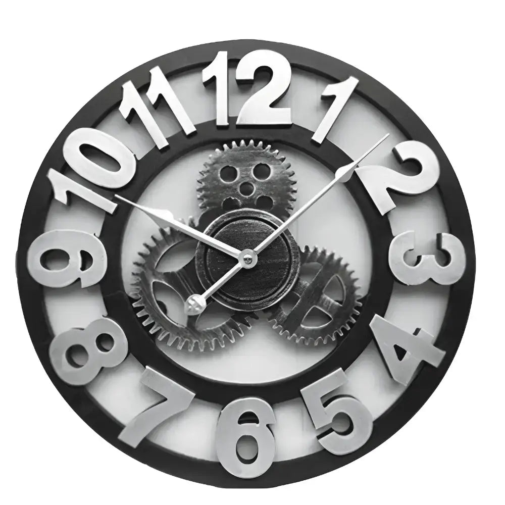 Vintage Roman Gear Wall Clock - chiffre arabe argent / 30 cm - wall clock
