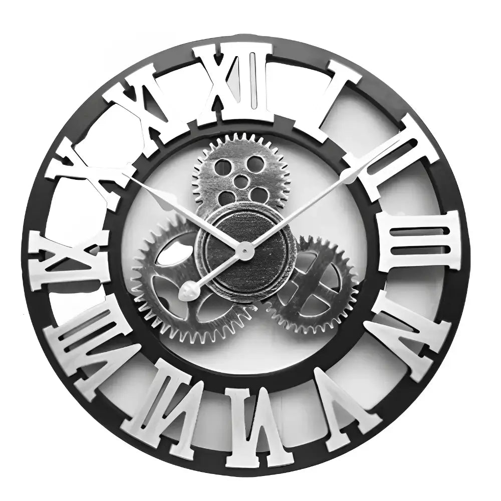 Vintage Roman Gear Wall Clock - chiffre romain argent / 30 cm - wall clock