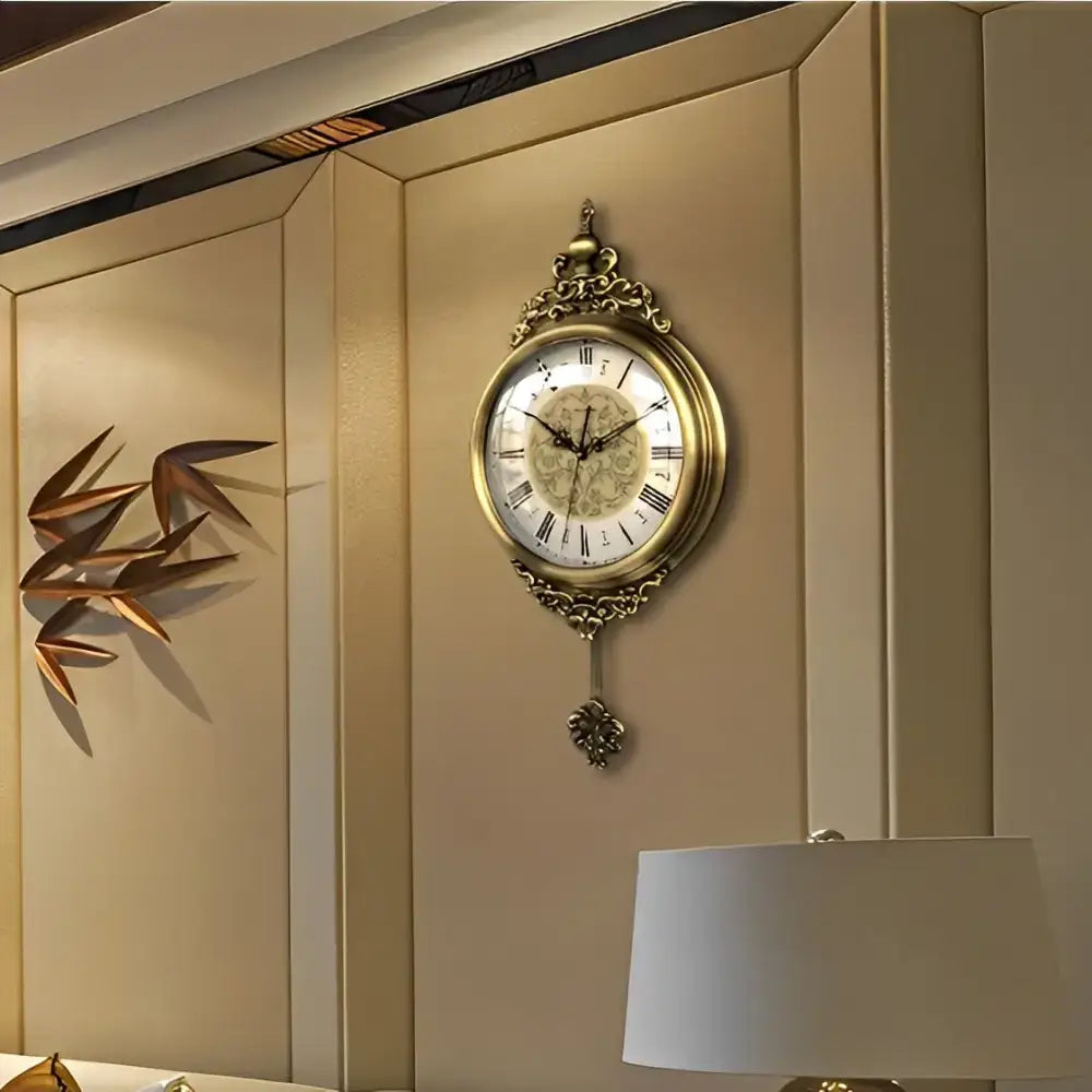 Vintage Roman Numerals Wall Pendulum Clock - wall clock